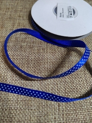 Saténová stuha s jemnými puntíky šíře 6 mm modrá