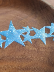 Saténový prýmek šíře 32 mm hvězdy s glitry, vánoční