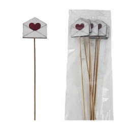 Dekorační zápich obálka se srdíčkem, 8 ks D7858