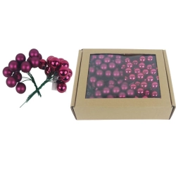 Skleněné baňky na drátku bordó, pr. 2cm, S0570-09/BOX 144 ks