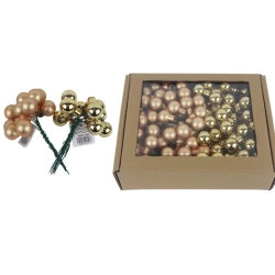 Skleněné baňky na drátku champagne, pr. 2cm, S0570-30/BOX 144 ks