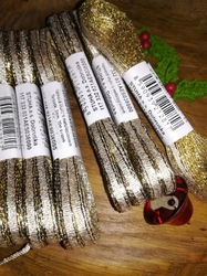 Stuha vánoční 3 mm krémová se zlatou 10 metrů