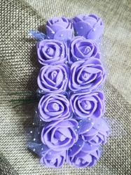 Růže na drátku / polotovar na vývazky s tylem Ø25 mm fialová