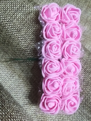 Růže na drátku / polotovar na vývazky s tylem Ø25 mm růžová 
