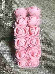 Růže na drátku / polotovar na vývazky s tylem Ø25 mm meruňková