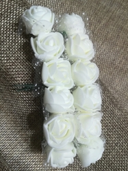 Růže na drátku / polotovar na vývazky s tylem Ø25 mm smetanová