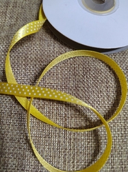 Saténová stuha s jemnými puntíky šíře 6 mm žlutá