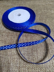 Saténová stuha s  puntíky šíře 6 mm modrá