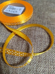Saténová stuha s  puntíky šíře 6 mm žlutá tmavší