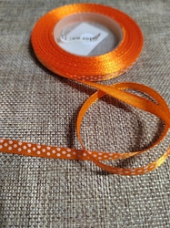 Saténová stuha s  puntíky šíře 6 mm oranžová