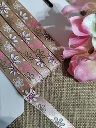 Luxusní saténová stuha s květy v šíři 10 mm