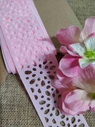 Rypsová stuha s výsekem květy šíře 40 mm růžová 
