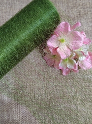 Pavučinka / stuha dekorační šíře 14-15 cm zelená