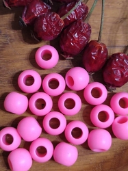 Plastové korálky matné s velkým průvlekem 10x12 mm růžová 10 ks