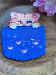 Textilní nášivka kočka v kapsičce