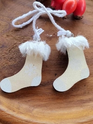 Vánoční dekorace dřevěná ponožky přírodní