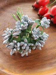 Květinové pestíky na drátku metalické 12 ks stříbrná
