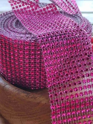 Diamantový pás / borta šíře 58 mm růžová tmavá