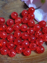 Plastové korálky kraklované Ø8 mm 50 ks červená