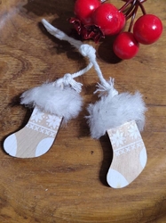 Vánoční dekorace dřevěná ponožky č.2 přírodní