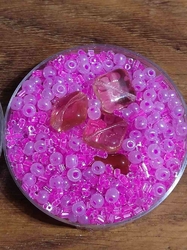 Korálky skleněné směs 30g růžové
