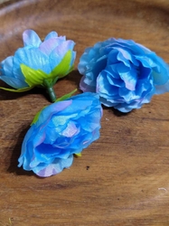 Umělý květ čajová růže Ø40 mm modrá