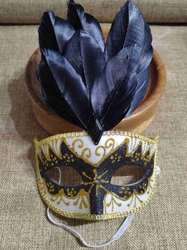 Karnevalová maska glitry s peřím