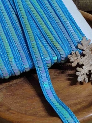 Flitrový prýmek šíře 12 mm barva modrá tyrkysová