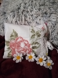 Pohankový nahřívací polštářek 16x20 cm bílý s květem