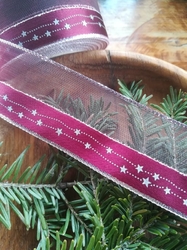 Luxusní stuha vánoční bordo šíře 40 mm