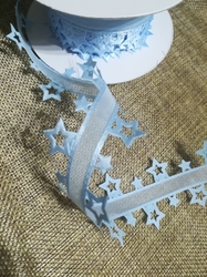 Vysekávaná stuha hvězdy šíře 40 mm sv. modrá