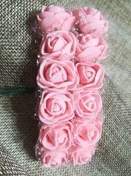 Růže na drátku / polotovar na vývazky s tylem Ø25 mm meruňková