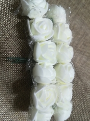 Růže na drátku / polotovar na vývazky s tylem Ø25 mm smetanová