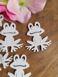 Dřevěná dekorace žába bílá