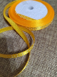 Saténová stuha s  puntíky šíře 6 mm žlutá