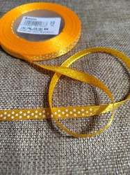 Saténová stuha s  puntíky šíře 6 mm žlutá tmavší