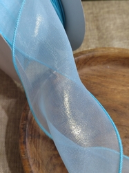 Organzová stuha s perleťovým leskem šíře 80 mm světle modrá