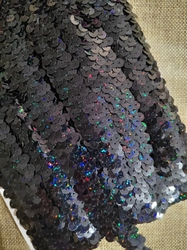 Flitrový prýmek šíře 20 mm 1,8 m černý hologram