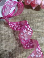 Monofilová stuha s motýly šíře 20 mm růžová