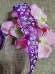 Monofilová stuha s motýly šíře 20 mm fialová