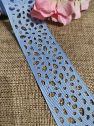 Rypsová stuha s výsekem květy šíře 40 mm světle modrá