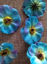 Umělý květ čajová růže Ø50 mm modrá