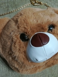 Dětská kožešinová kabelka / batoh medvídek hnědá