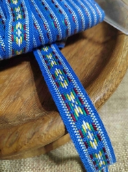 Vzorovka indiánský motiv šíře 13 mm modrá modrá