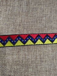 Prýmek / vzorovka indiánský motiv šíře 20 mm žluto červená