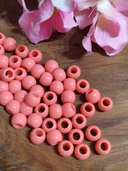 Plastové korálky s velkým průvlekem 6x8 mm 50 ks lososová