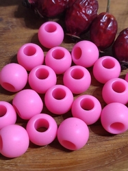 Plastové korálky matné s velkým průvlekem 10x12 mm růžová 10 ks