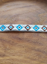 Prýmek / vzorovka indiánský motiv šíře 13 mm modrá