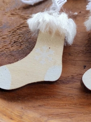 Vánoční dekorace dřevěná ponožky přírodní