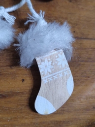 Vánoční dekorace dřevěná ponožky č.2 přírodní